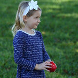 Jennie Lee Dress Navy Script - threefriendsapparels