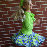 Twirly Skirt Green Paisley - threefriendsapparels