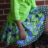 Twirly Skirt Green Paisley - threefriendsapparels
