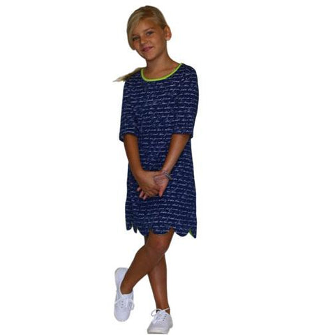 Abby Dress Navy Script - threefriendsapparels