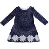 Jennie Lee Dress Navy Script - threefriendsapparels