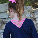 Jennie Lee Dress Denim with Pink Lace - threefriendsapparels