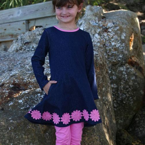 Jennie Lee Dress Denim with Pink Lace