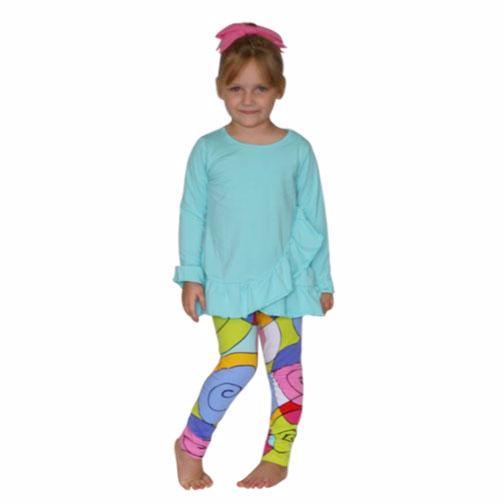 Mandy 2 PC Set Aqua with Maze Leggings