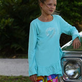 Mandy Tunic Ruffle Top Aqua - threefriendsapparels