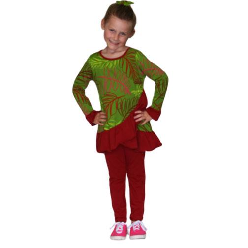 Mandy  2PC Set Fallen Palms with Burgundy Leggings