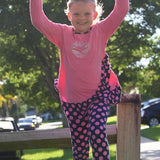 Mandy Tunic Top with Ruffle Pink and Navy Polka - threefriendsapparels