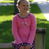 Mandy Tunic Top with Ruffle Pink and Navy Polka - threefriendsapparels