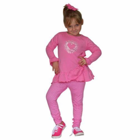Mandy 2PC Set Pink with Pink Pin Dot Leggings - threefriendsapparels