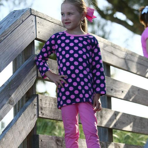 Dixie Tunic Top Navy Polka - threefriendsapparels