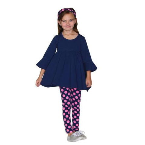 Kacey 2PC Set Navy with Navy Polka Leggings - threefriendsapparels