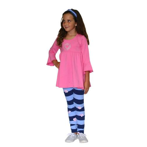 Kacey 2 PC Set Pink with Plumeria Leggings