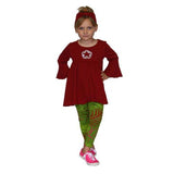 Kacey 2 pc set Burgundy with Fallen Palms Leggings - threefriendsapparels