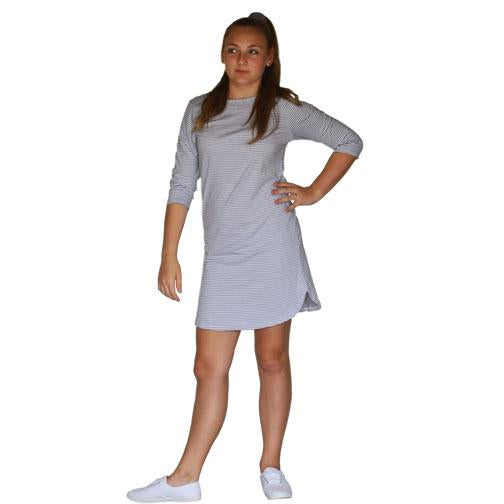 Sweet Tea Ladies T-Shirt Dress Gray Stripe