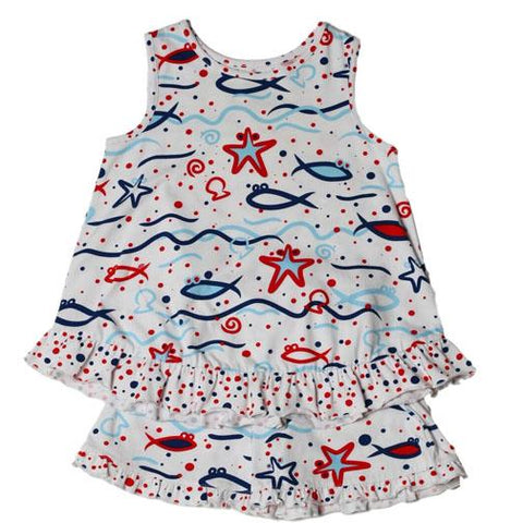 Summer 2pc Short Set Fish/Fish - threefriendsapparels