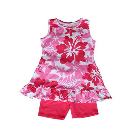 Nikki Tunic 2 pc Biker Set Hibiscus - threefriendsapparels