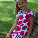 Pearl Trapeze Tunic 2PC Capri Set Pansy/Navy Stripe - threefriendsapparels