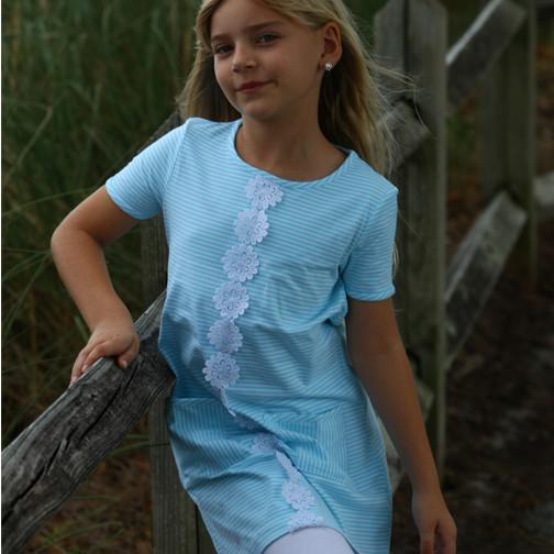 Polly Pocket Shift Dress Aqua Stripe