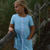 Polly Pocket Shift Dress Aqua Stripe - threefriendsapparels