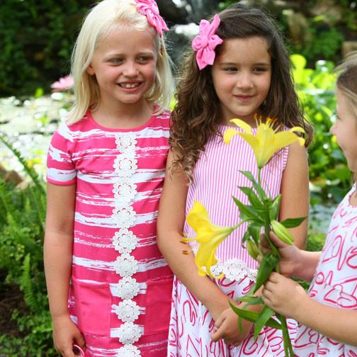 Polly Pocket Shift Dress Hot Pink Brush Stroke