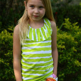 Baylor Racerback Top Lime Stripe - threefriendsapparels