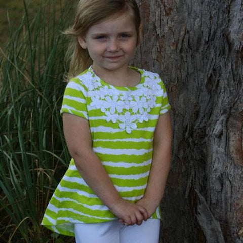 Kel Belle Top Lime Stripe - threefriendsapparels