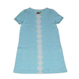 Polly Pocket Shift Dress Aqua Stripe - threefriendsapparels