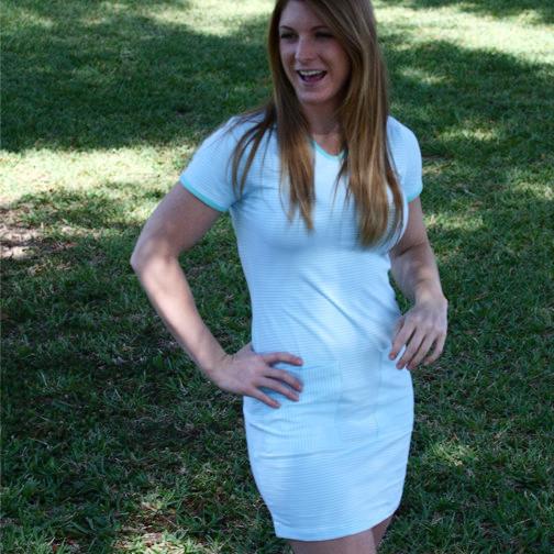 Polly Pocket Ladies Dress Aqua Stripe