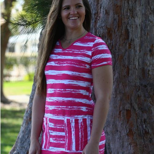 Polly Pocket Ladies Dress Hot Pink Stripe