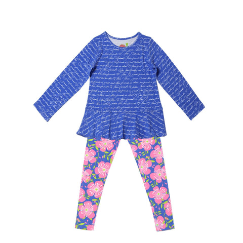 Hayley Top Purple Script Peggy Legging Palma - threefriendsapparels