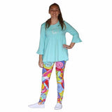 Kacey 2 PC Set Aqua with Maze Leggings - threefriendsapparels