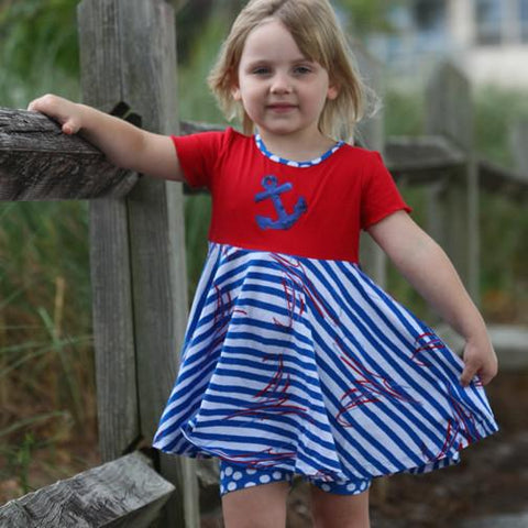 Angel Princess Trapeze Dress Sailboats - threefriendsapparels